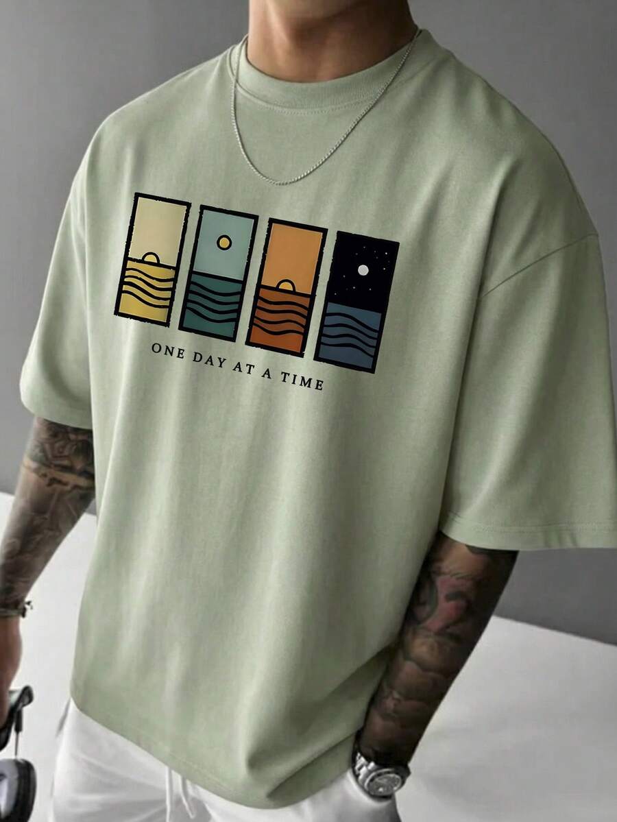 Men's T-Shirt Minimalist Graphic Drop Shoulder Short Sleeve – Corso