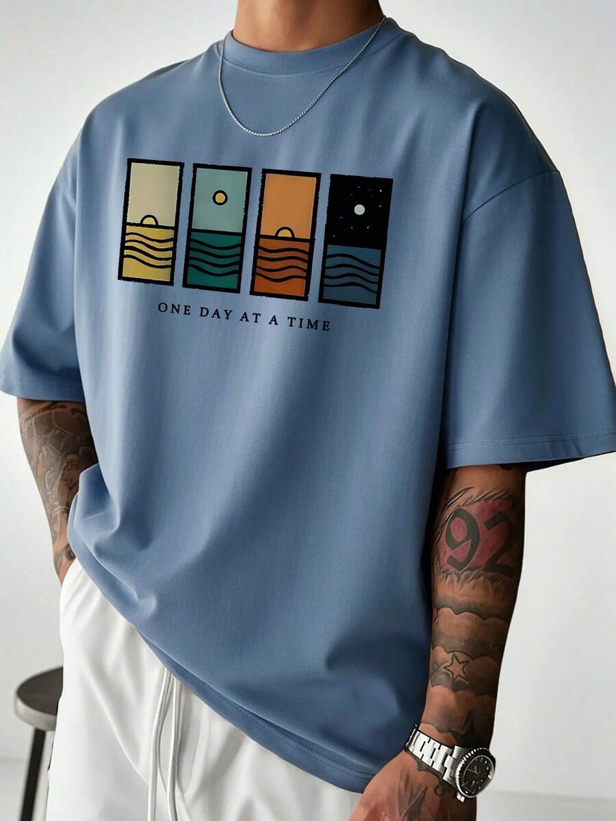Men's T-Shirt Minimalist Graphic Drop Shoulder Short Sleeve – Corso