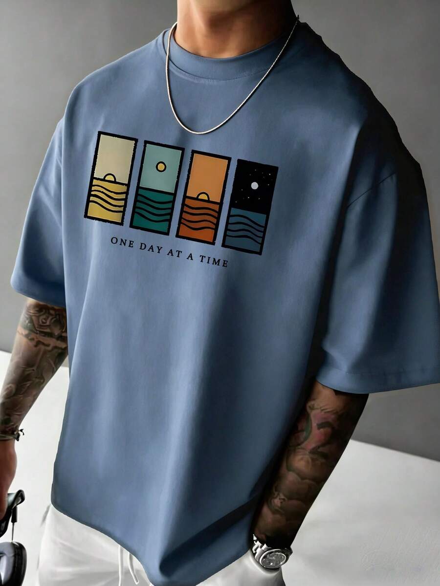Men's T-Shirt Minimalist Graphic Drop Shoulder Short Sleeve – Corso