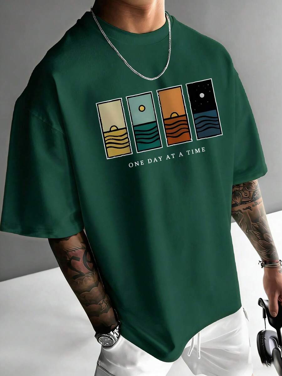 Men's T-Shirt Minimalist Graphic Drop Shoulder Short Sleeve – Corso