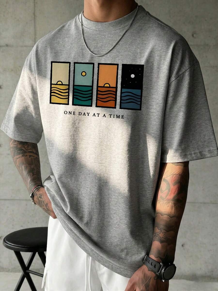 Men's T-Shirt Minimalist Graphic Drop Shoulder Short Sleeve – Corso