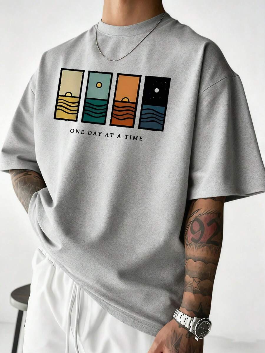 Men's T-Shirt Minimalist Graphic Drop Shoulder Short Sleeve – Corso
