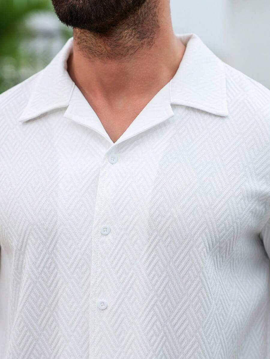 Mens Short Sleeve Shirt Solid Color Single-Breasted Casual – Vanto