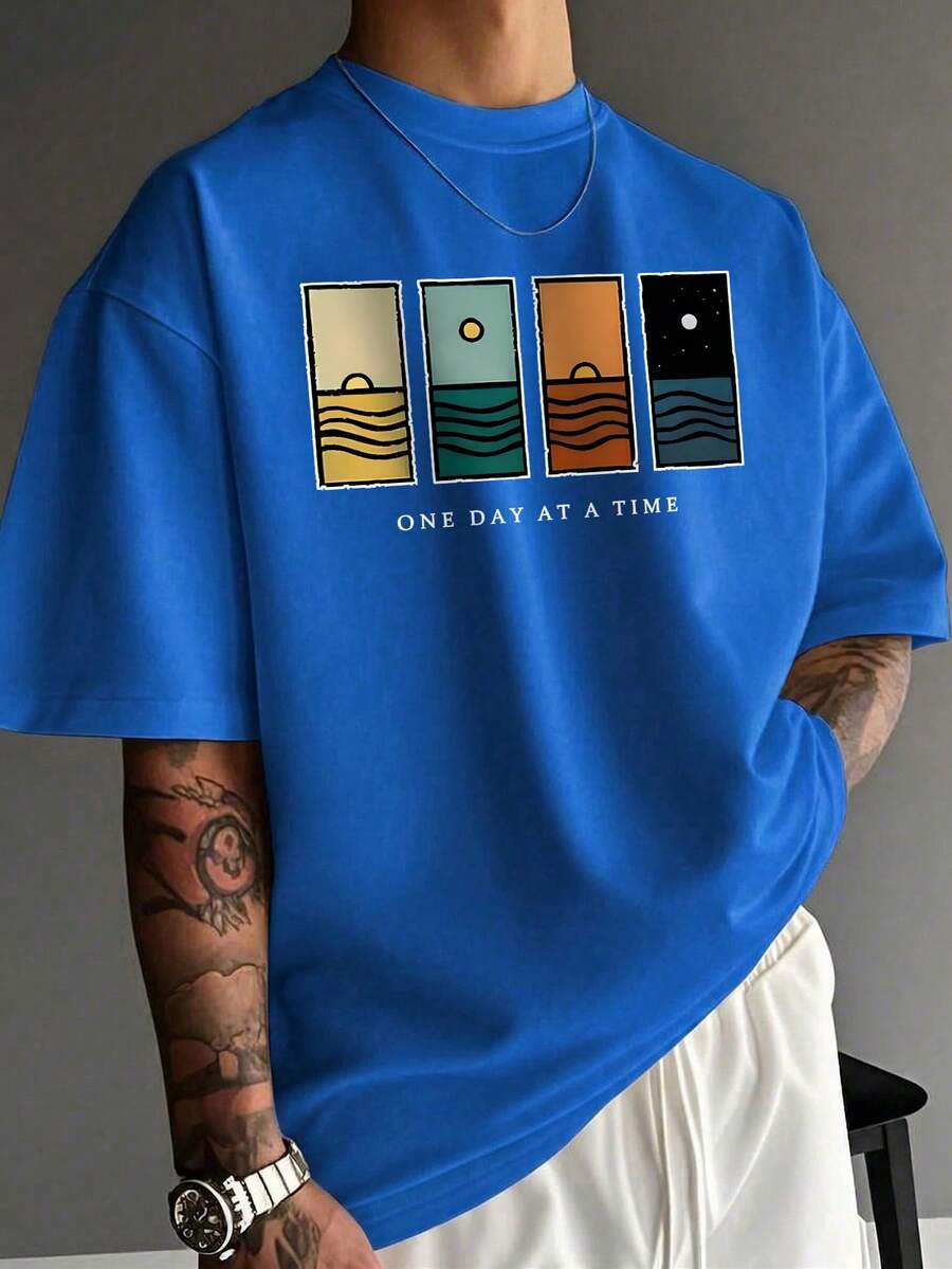 Men's T-Shirt Minimalist Graphic Drop Shoulder Short Sleeve – Corso