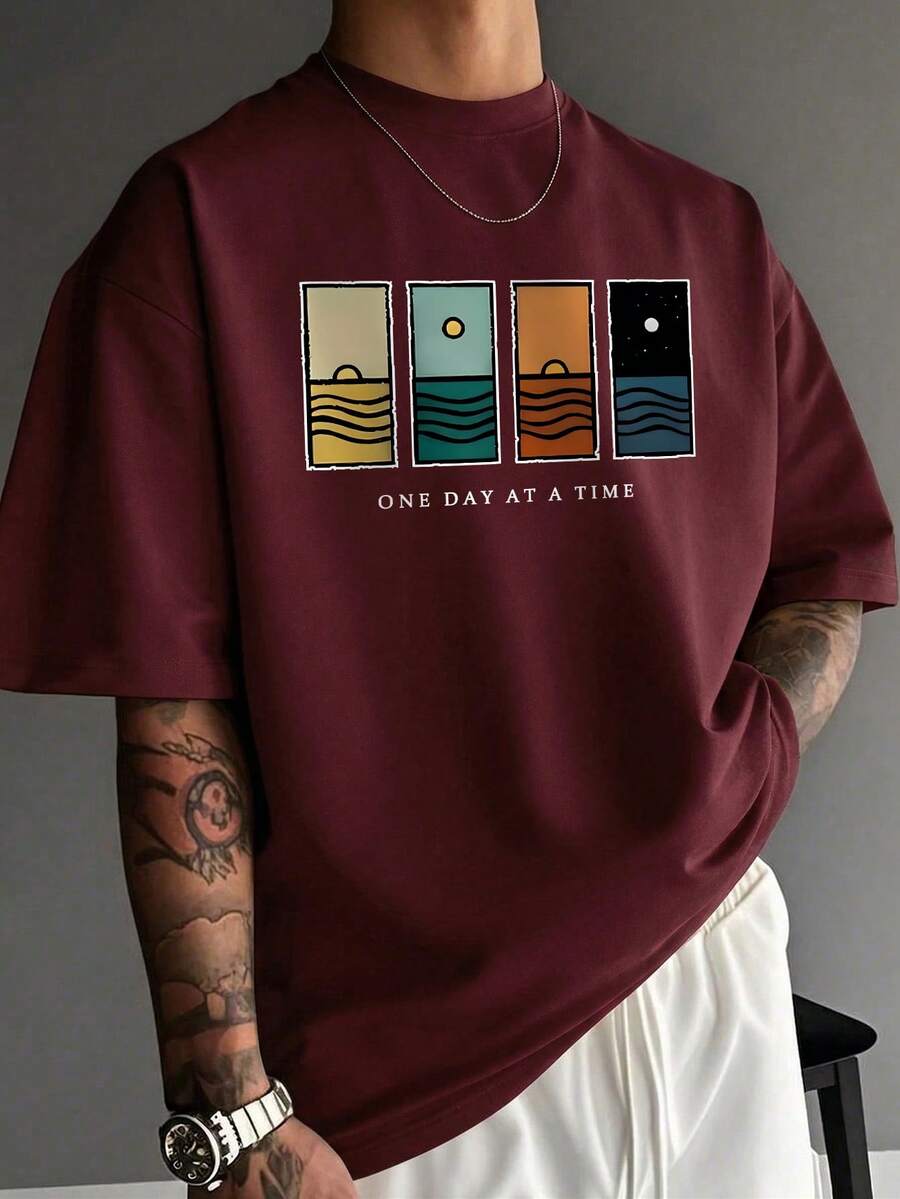 Men's T-Shirt Minimalist Graphic Drop Shoulder Short Sleeve – Corso
