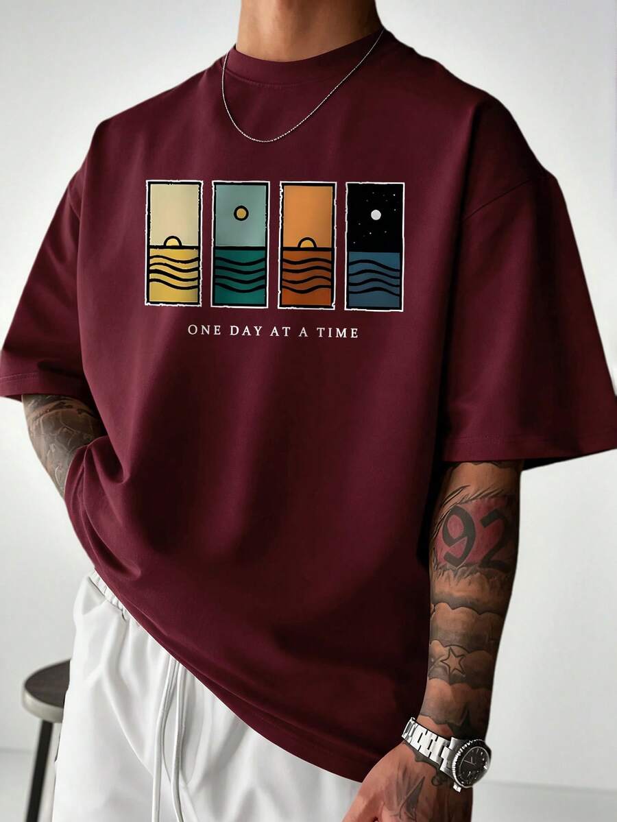 Men's T-Shirt Minimalist Graphic Drop Shoulder Short Sleeve – Corso