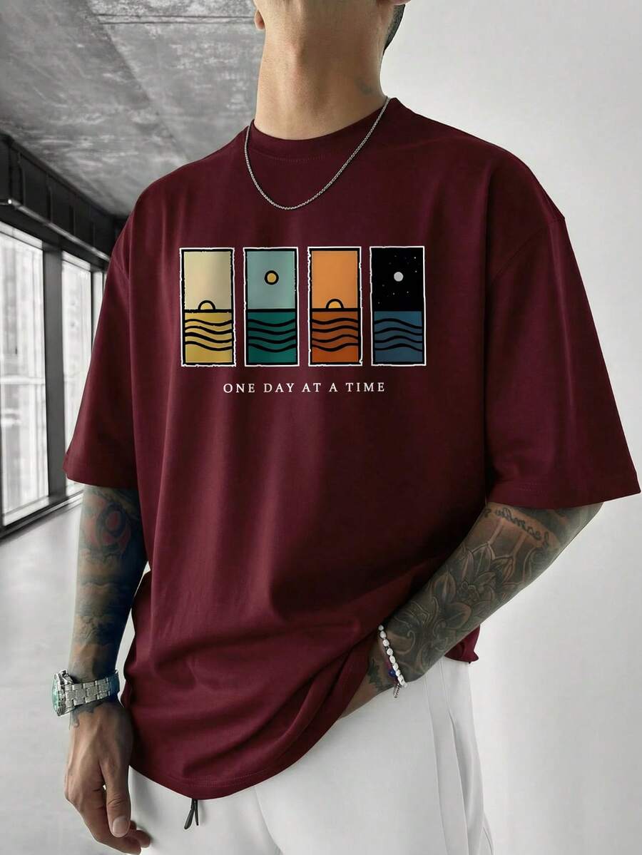 Men's T-Shirt Minimalist Graphic Drop Shoulder Short Sleeve – Corso