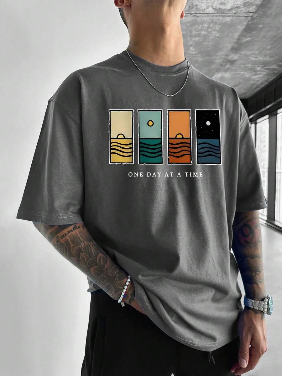 Men's T-Shirt Minimalist Graphic Drop Shoulder Short Sleeve – Corso