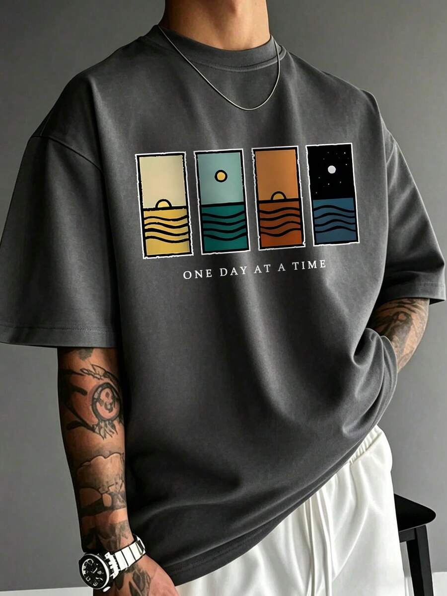 Men's T-Shirt Minimalist Graphic Drop Shoulder Short Sleeve – Corso