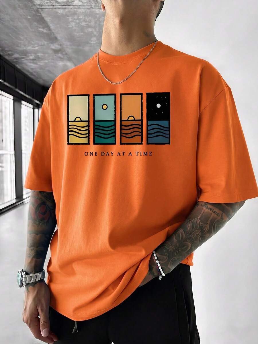 Men's T-Shirt Minimalist Graphic Drop Shoulder Short Sleeve – Corso
