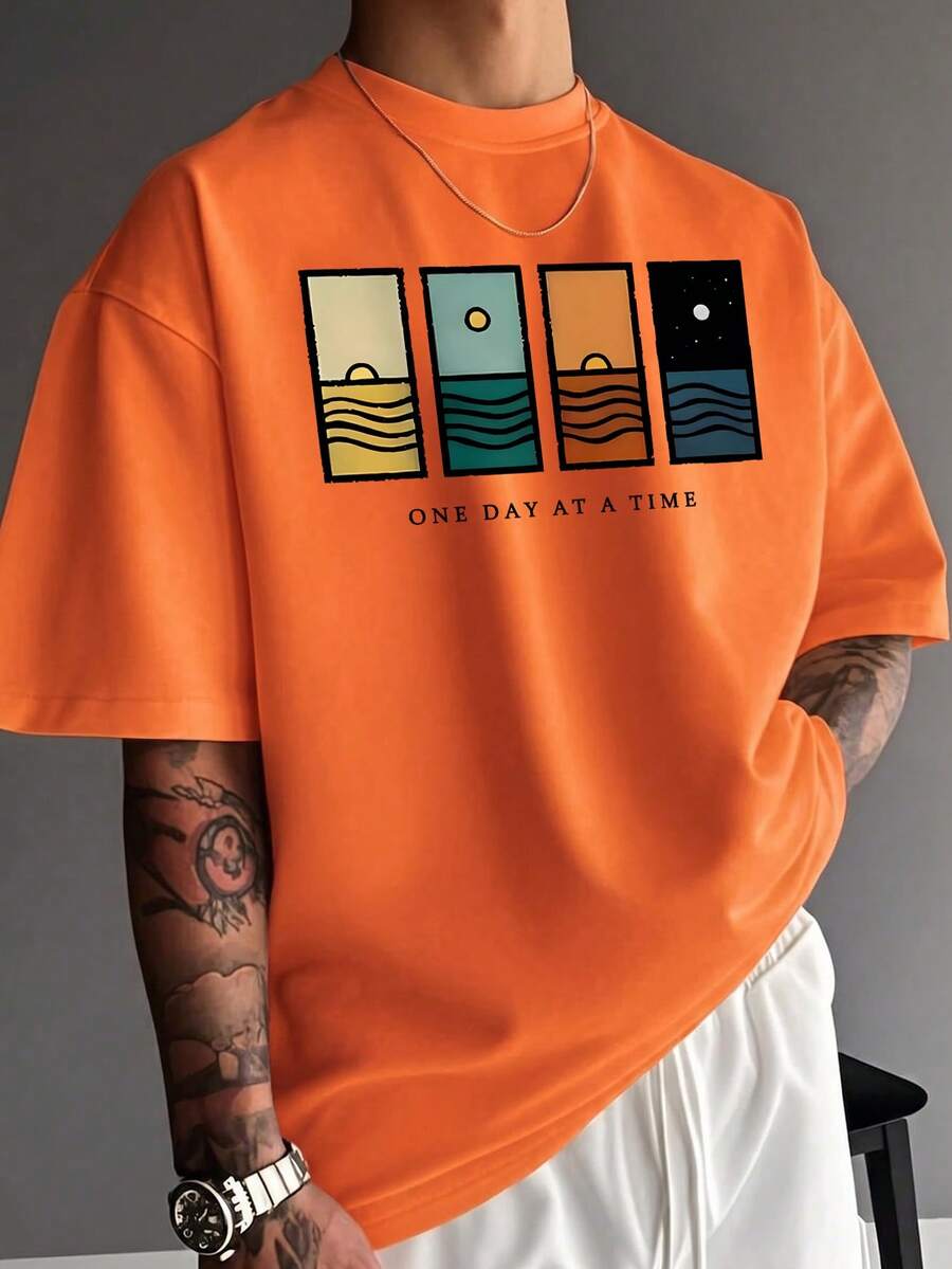 Men's T-Shirt Minimalist Graphic Drop Shoulder Short Sleeve – Corso