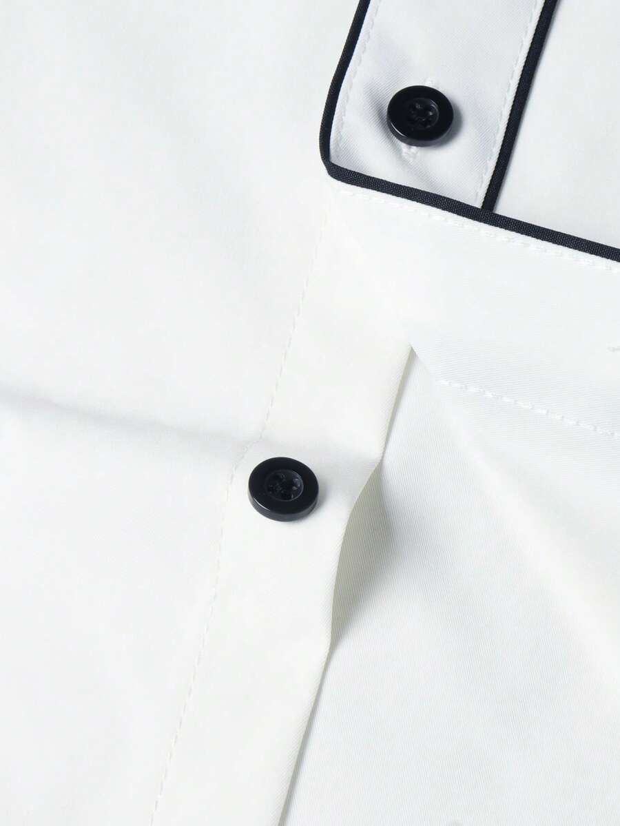 Shirt Shop Stand Collar Button-Up Long Sleeve Polyester Stretch – Marvo