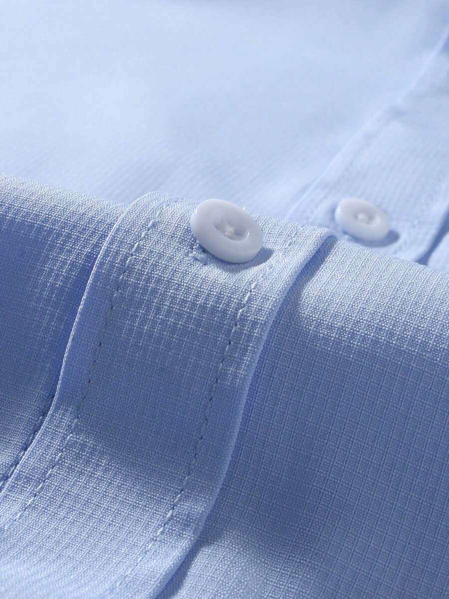 Shirt Shop Stand Collar Button-Up Long Sleeve Polyester Stretch – Marvo