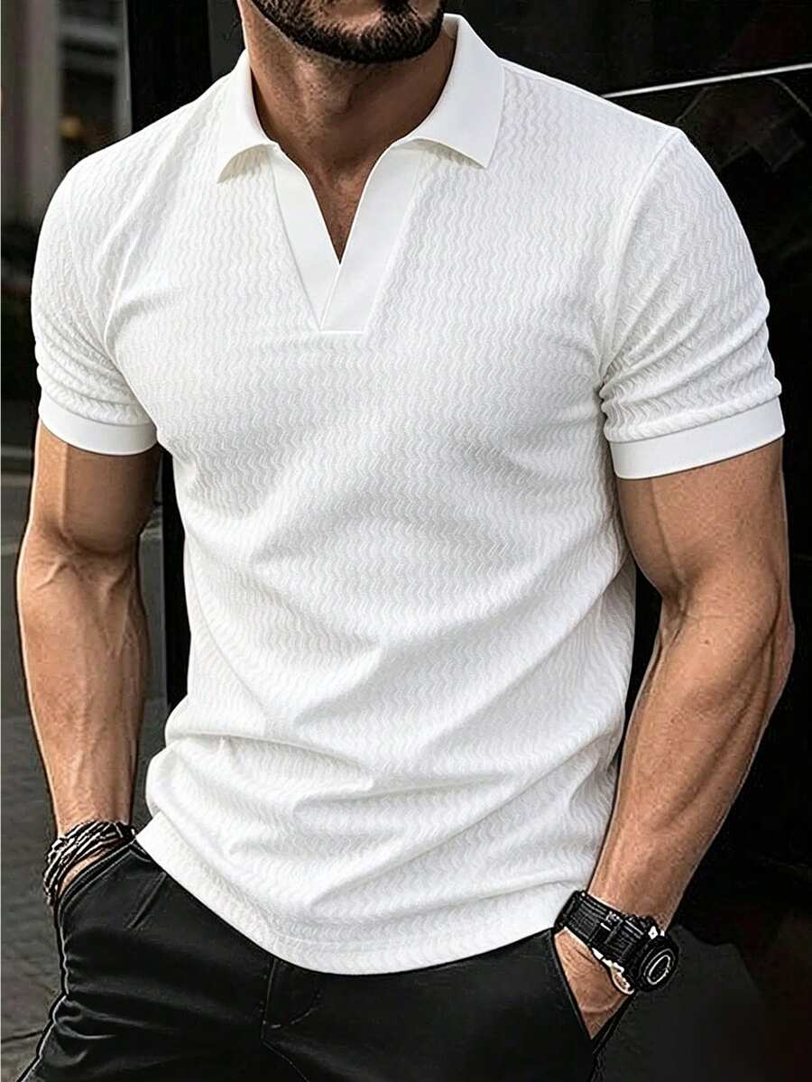 Mens Polo Shirt Geometric Jacquard Knit Short Sleeve – Valron