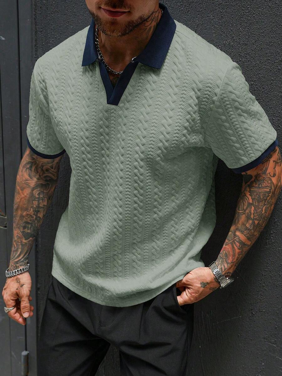 Mens Polo Shirt Contrast Binding Knit Short Sleeve – Valron