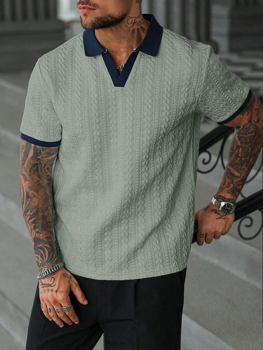 Mens Polo Shirt Contrast Binding Knit Short Sleeve – Valron