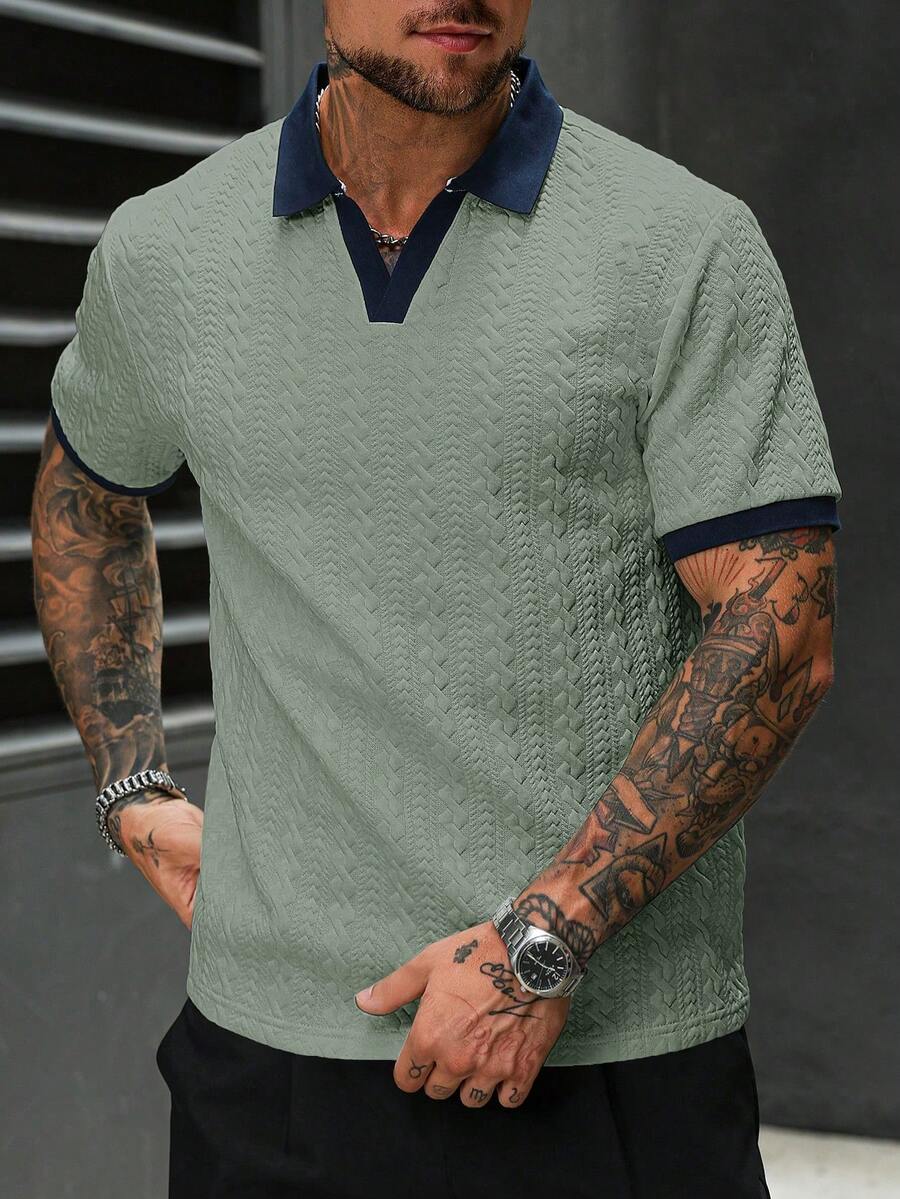Mens Polo Shirt Contrast Binding Knit Short Sleeve – Valron