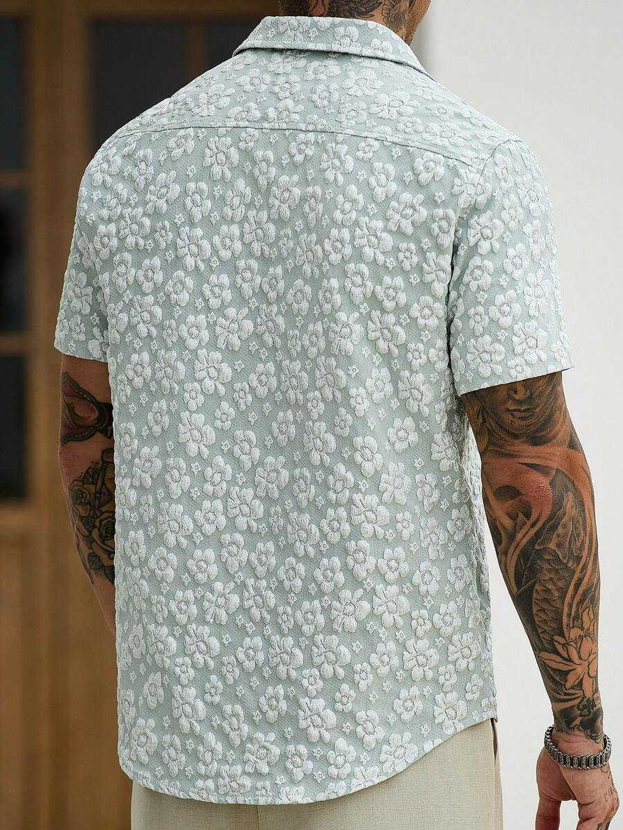 Mens Short Sleeve Shirt Solid Color Single-Breasted Casual – Vanto