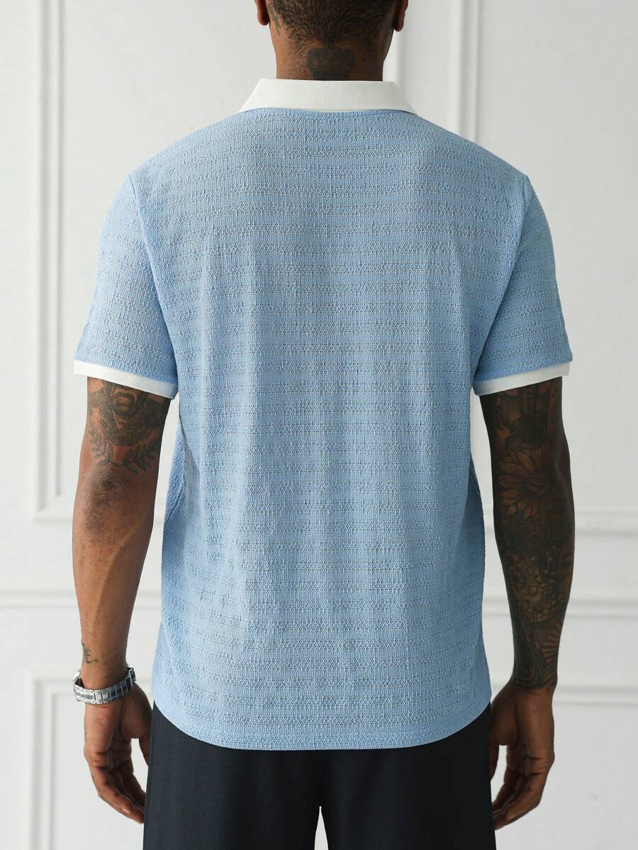 Mens Polo Shirt Geometric Jacquard Knit Short Sleeve – Valron