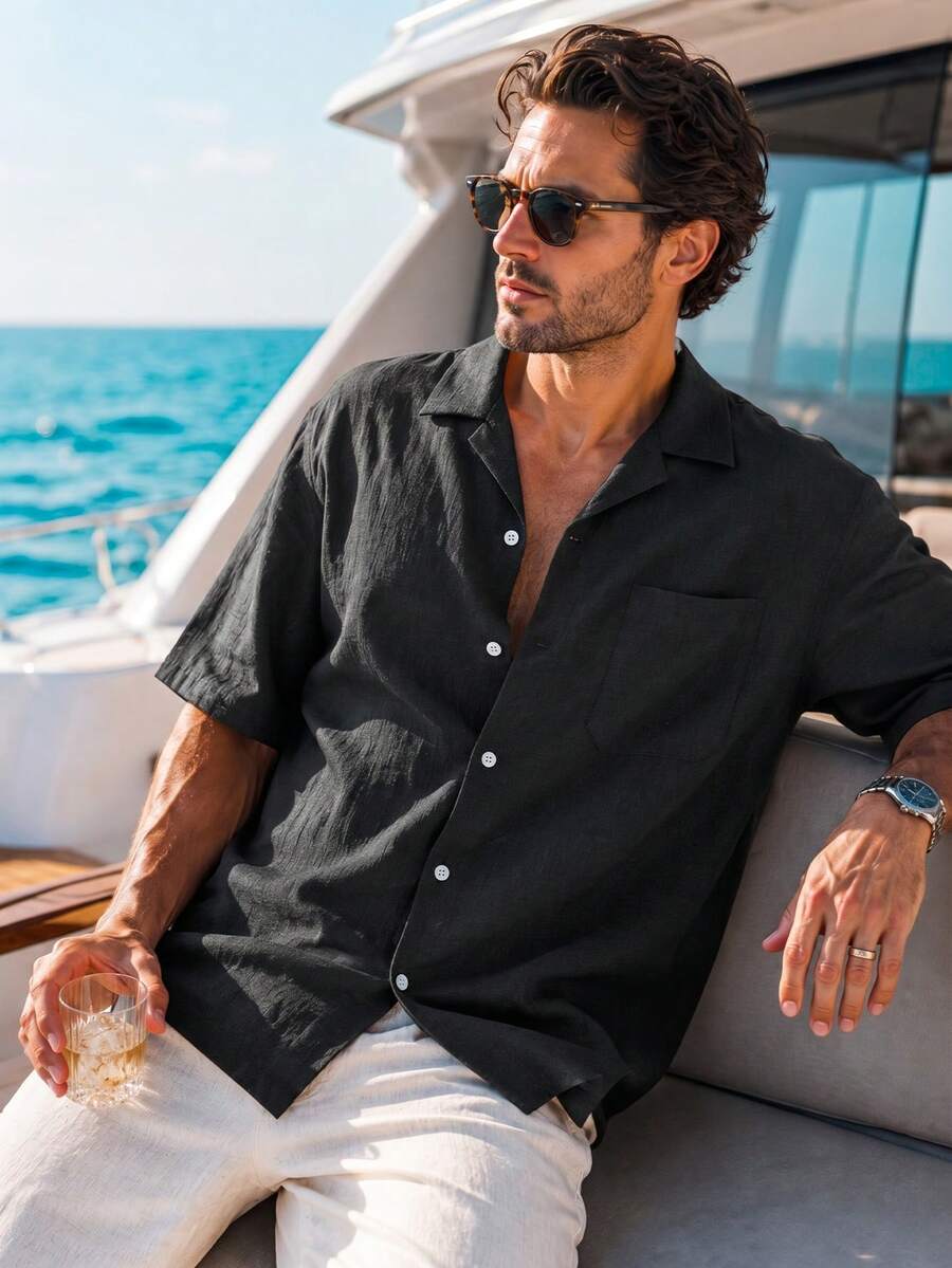 Mens T-Shirt Faux Linen Oversized Fit Short Sleeve Casual Shirt – Valner