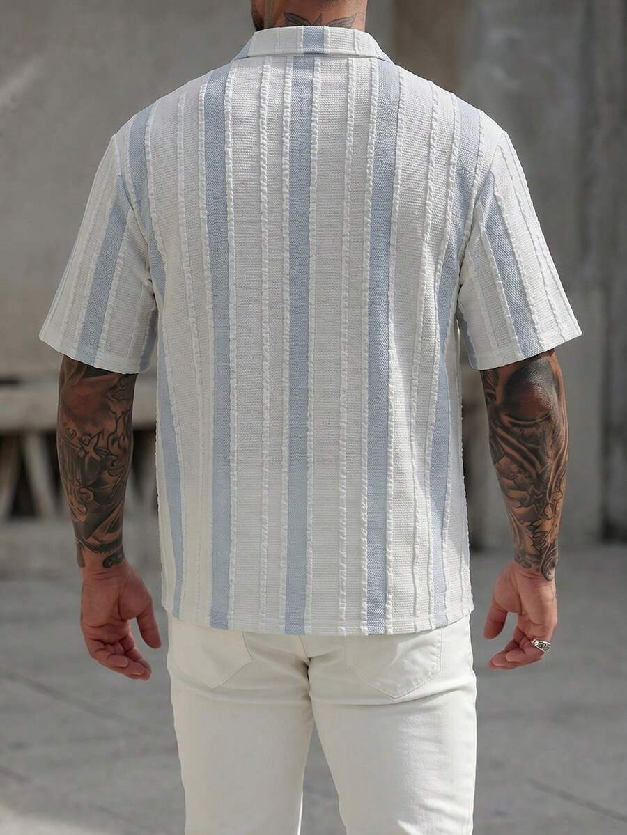 Mens Short Sleeve Crochet Knit Shirt Open Weave Casual Summer