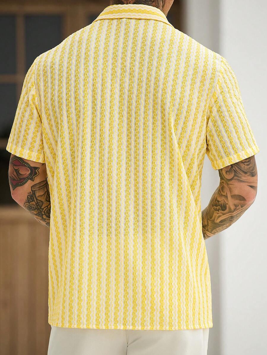 Mens Short Sleeve Crochet Knit Shirt Open Weave Casual Summer