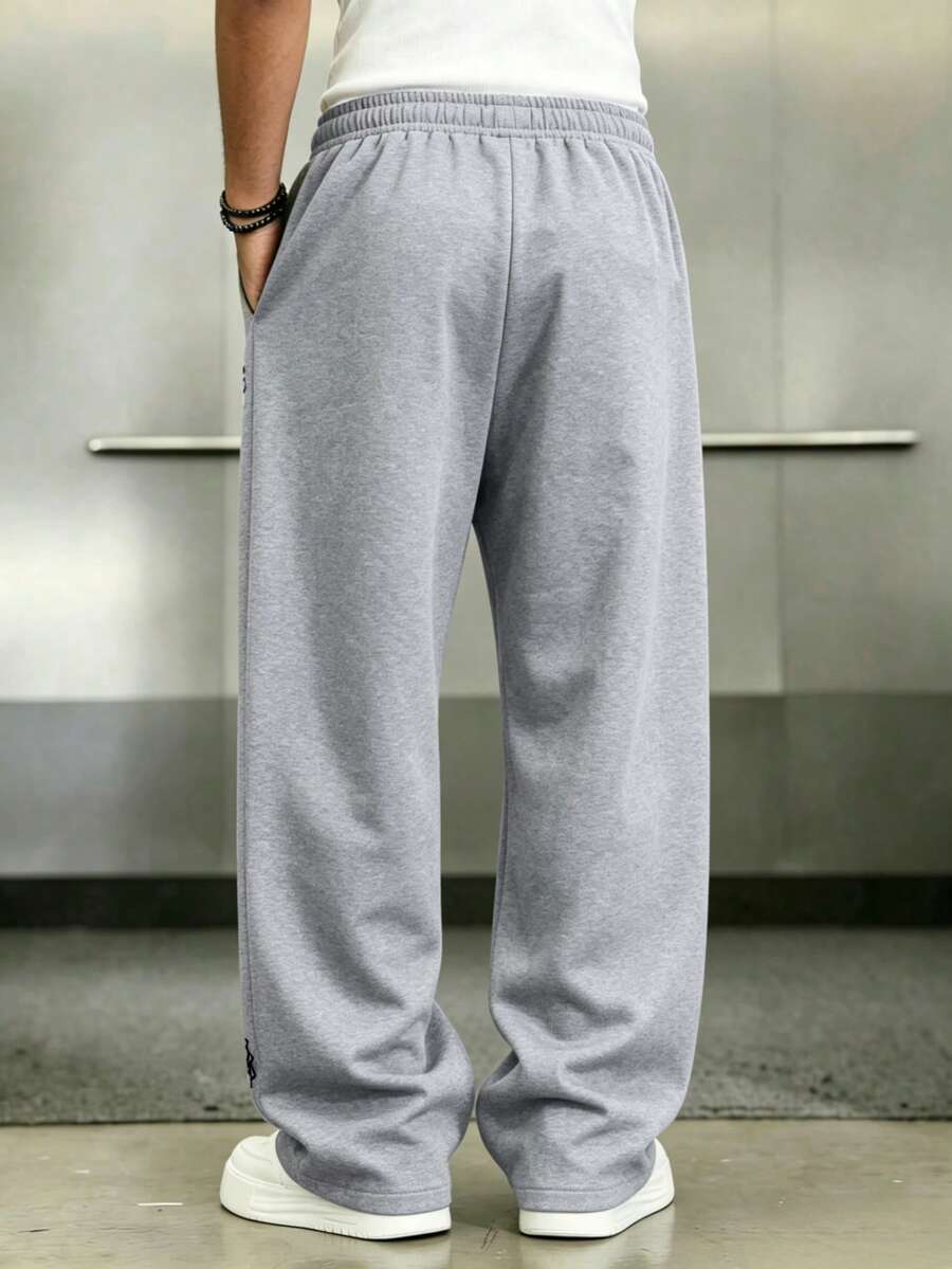 Mens Pant Wide Leg Drawstring Sweatpant Solid Relaxed Fit – Vorval