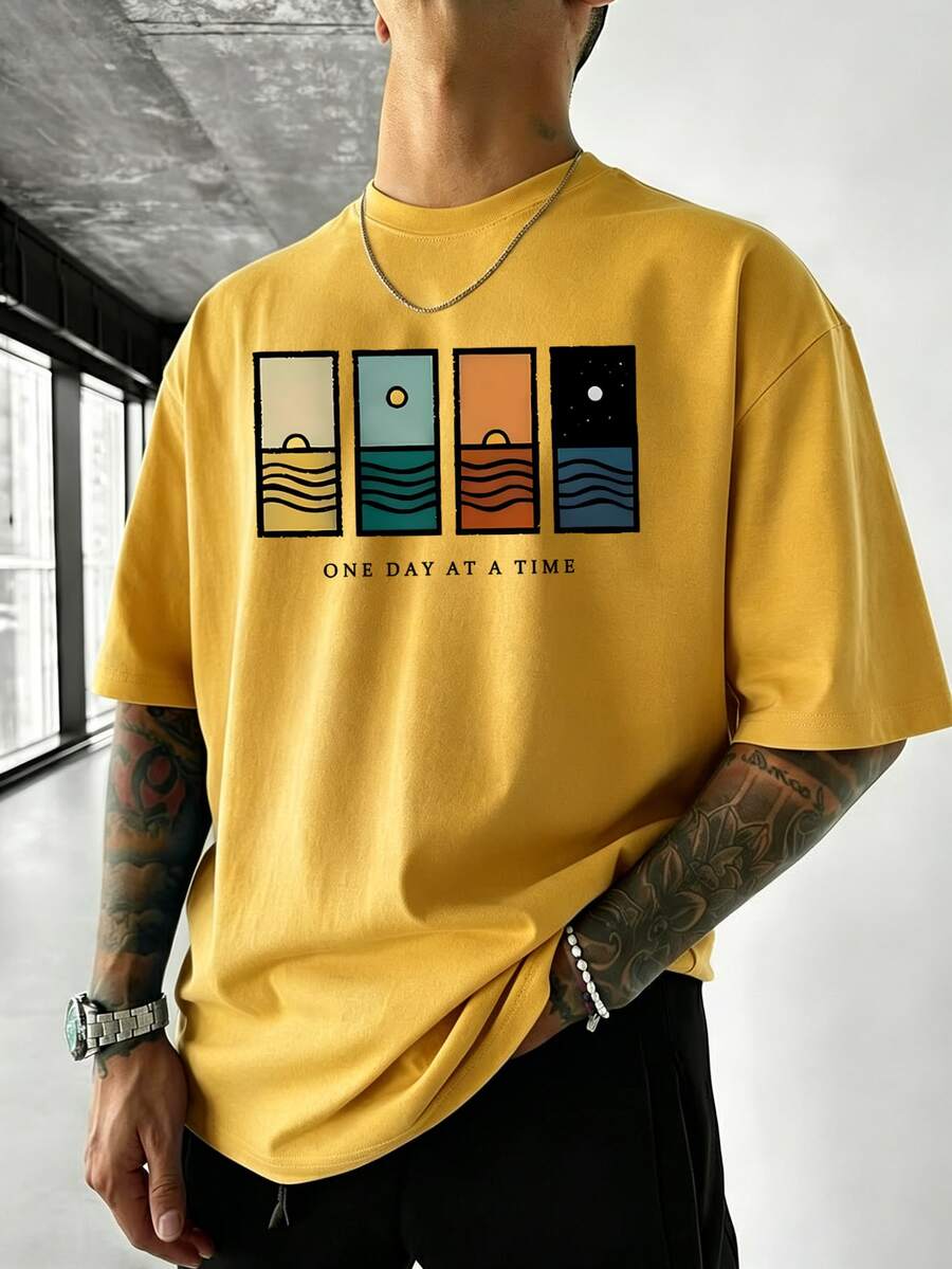 Men's T-Shirt Minimalist Graphic Drop Shoulder Short Sleeve – Corso