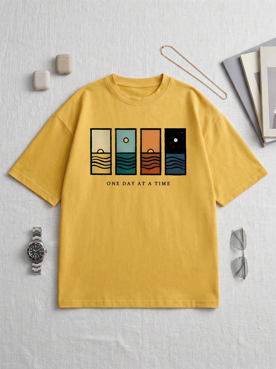 Men's T-Shirt Minimalist Graphic Drop Shoulder Short Sleeve – Corso