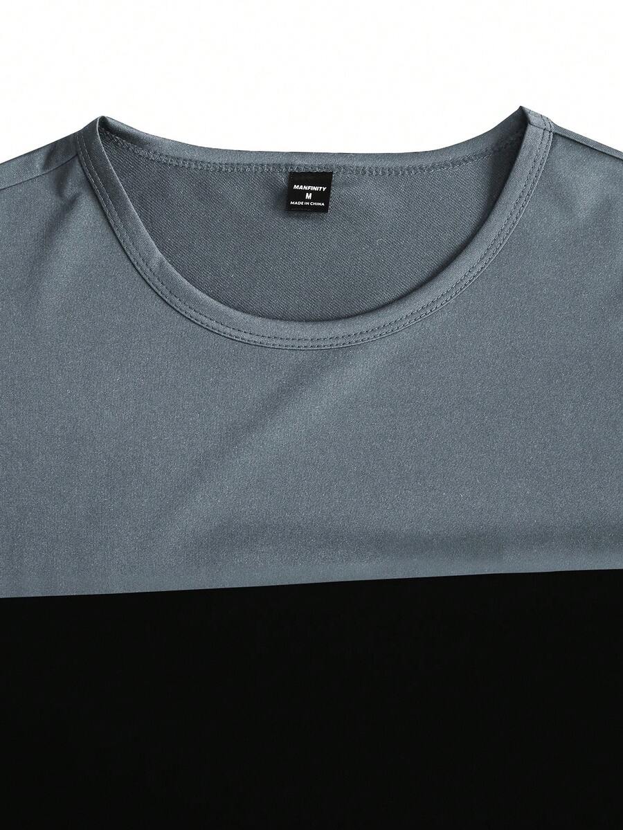 Mens T-Shirt and Shorts Set Color Block Crewneck Short Sleeve – Valco