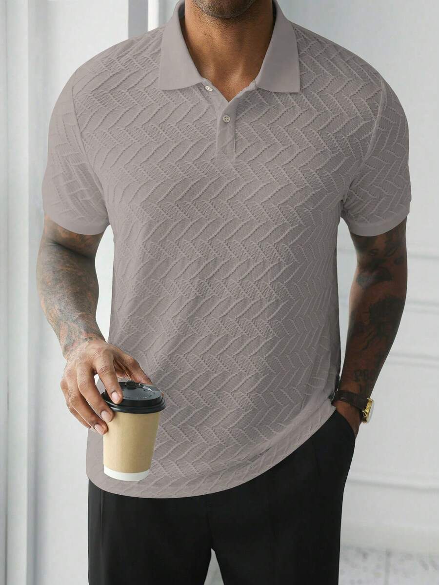 Mens Polo Shirt Geometric Jacquard Knit Short Sleeve – Valron