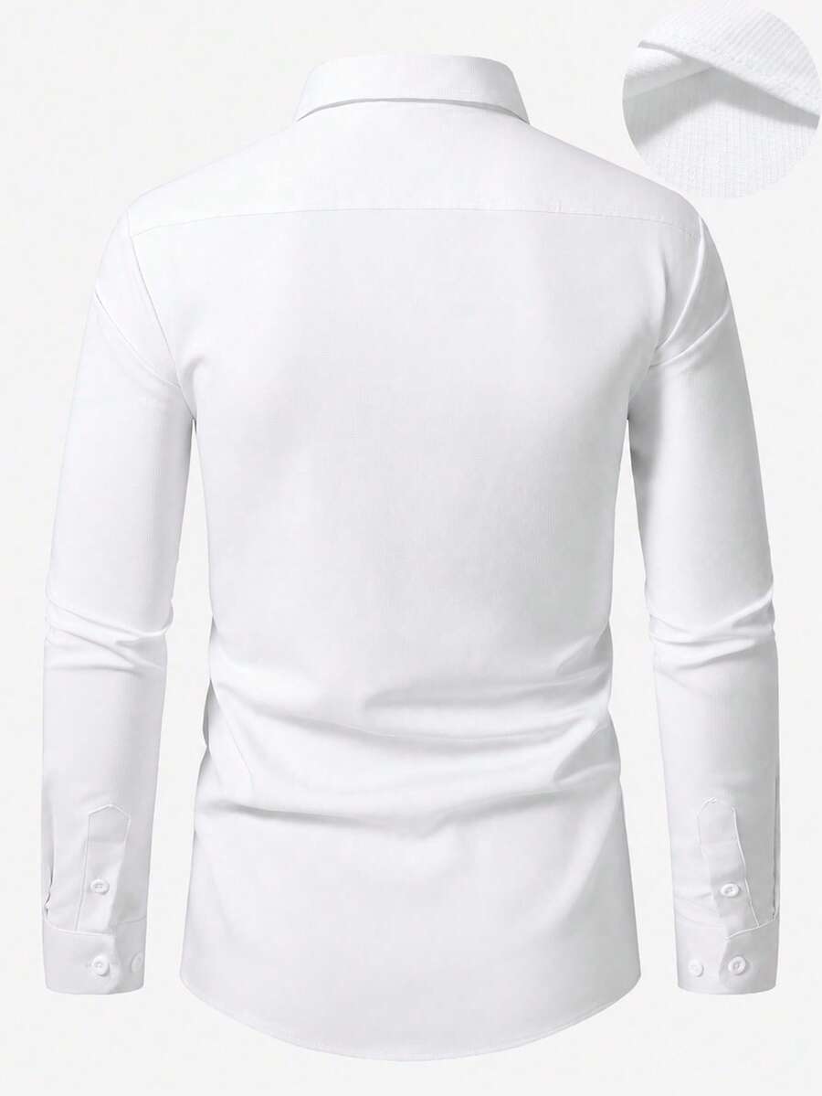 Shirt Shop Stand Collar Button-Up Long Sleeve Polyester Stretch – Marvo