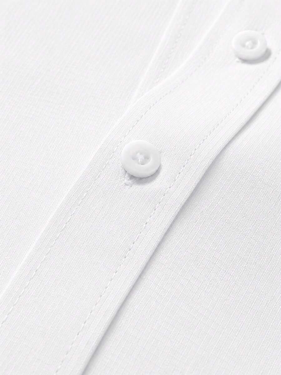 Shirt Shop Stand Collar Button-Up Long Sleeve Polyester Stretch – Marvo