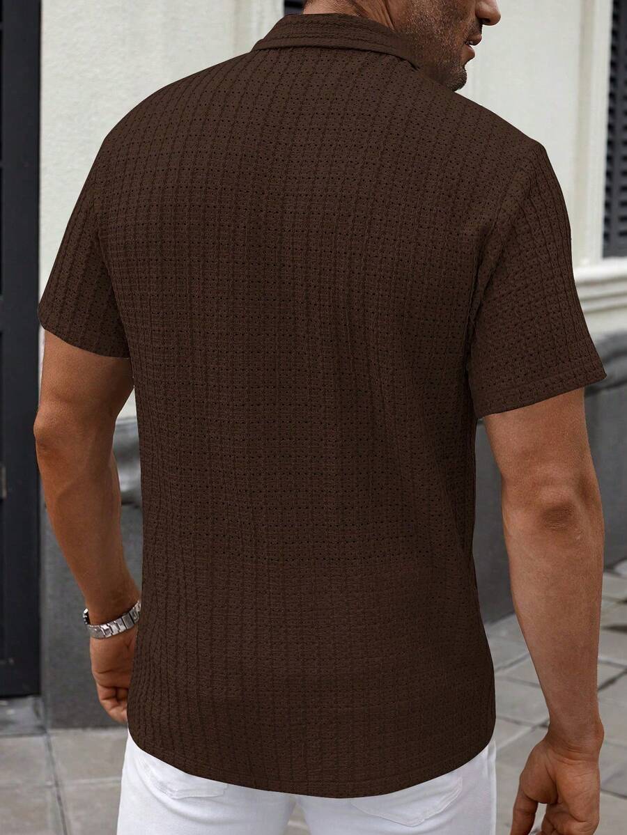 Shirt Shop Textured Mesh Cuban Collar Short Sleeve Shirt – Ralven
