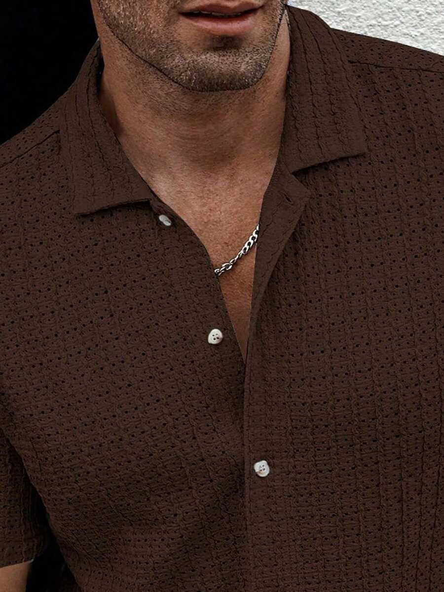 Shirt Shop Textured Mesh Cuban Collar Short Sleeve Shirt – Ralven