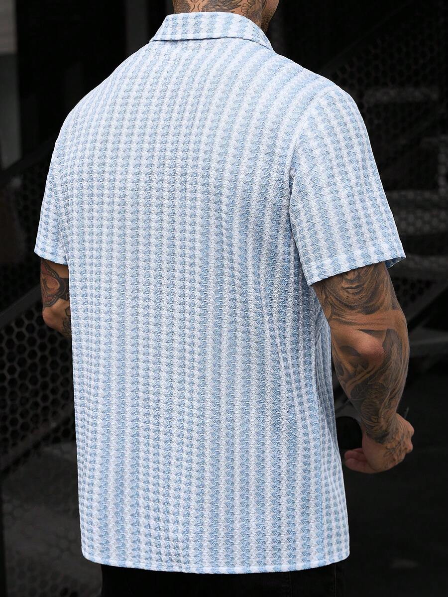 Mens Short Sleeve Crochet Knit Shirt Open Weave Casual Summer