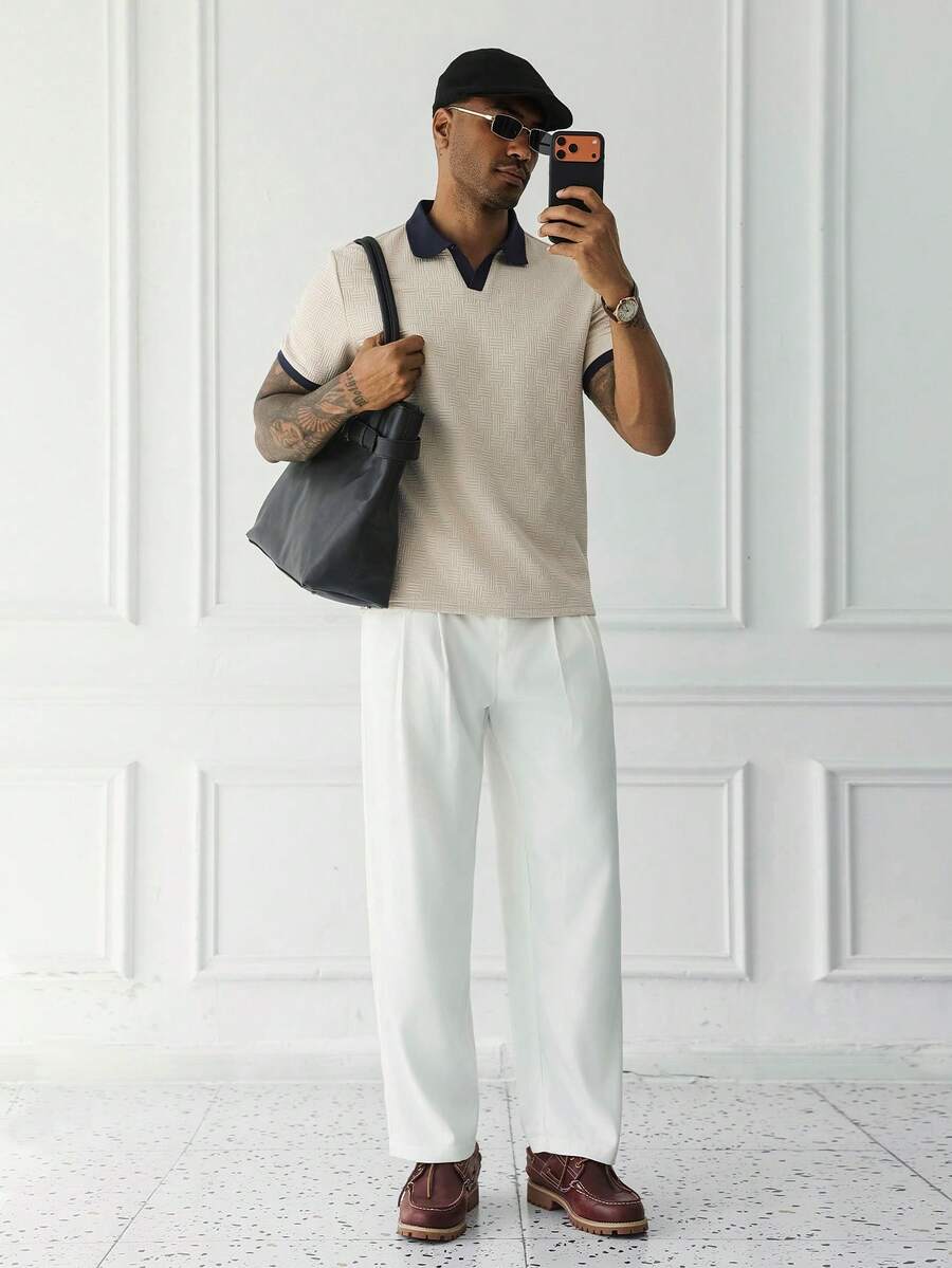 Mens Polo Shirt Contrast Binding Knit Short Sleeve – Valron