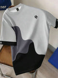 Mens T-Shirt Color Block Drop Shoulder Casual Summer Tee – Valden
