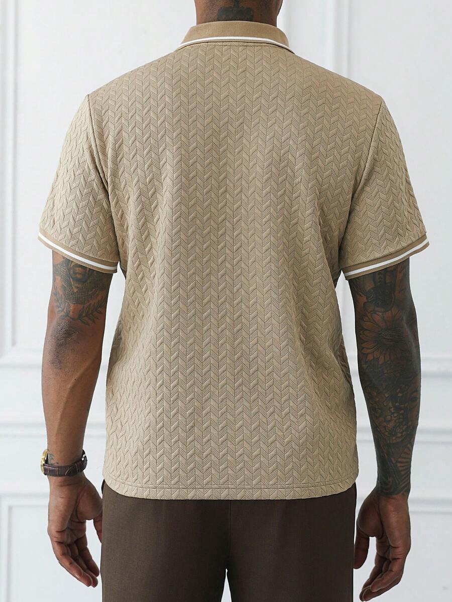 Mens Polo Shirt Geometric Jacquard Knit Short Sleeve – Valron
