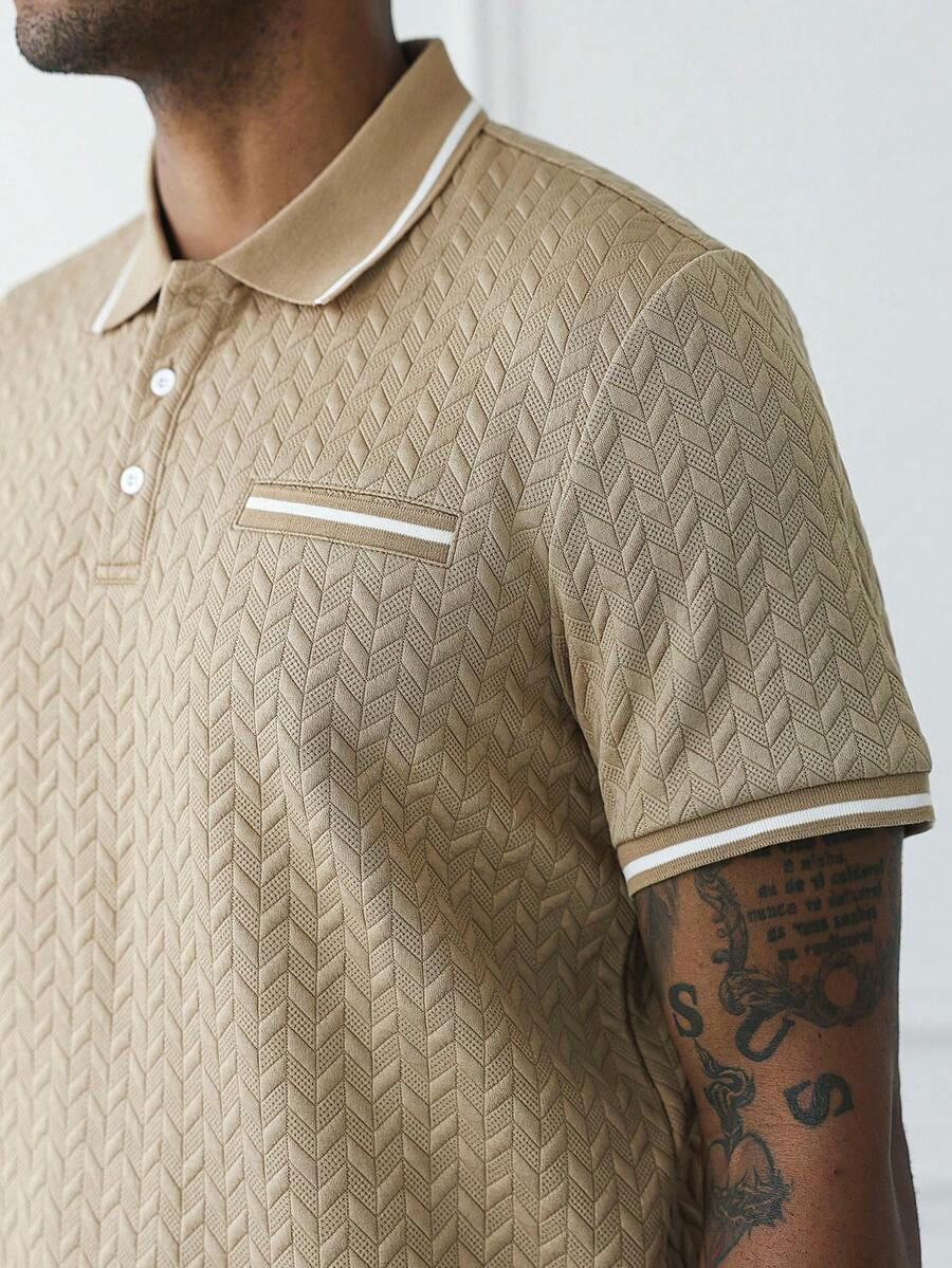 Mens Polo Shirt Geometric Jacquard Knit Short Sleeve – Valron
