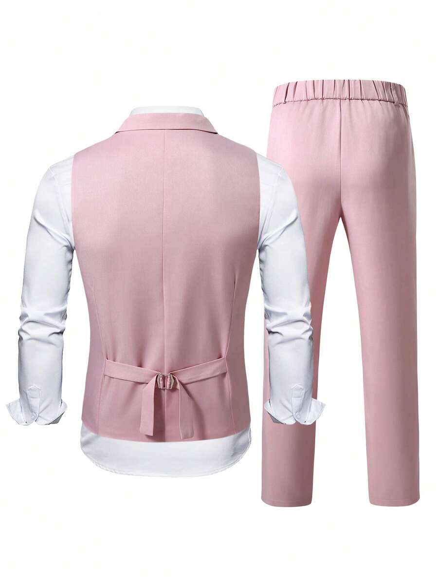 Mens Pant and Vest Set Woven Polyester V-Neck Sleeveless 2-Piece Formal – Galso