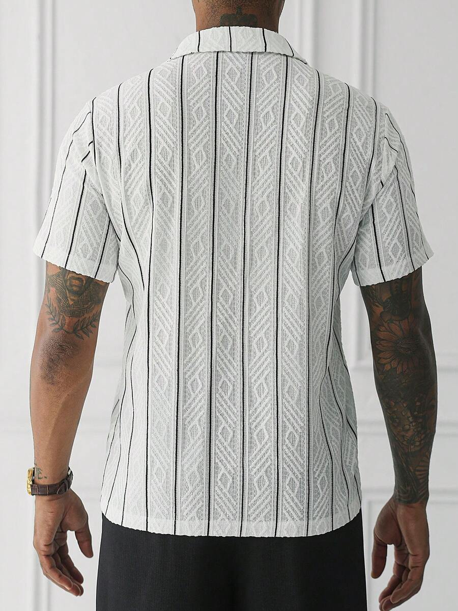 Shirt Shop Textured Mesh Cuban Collar Short Sleeve Shirt – Ralven