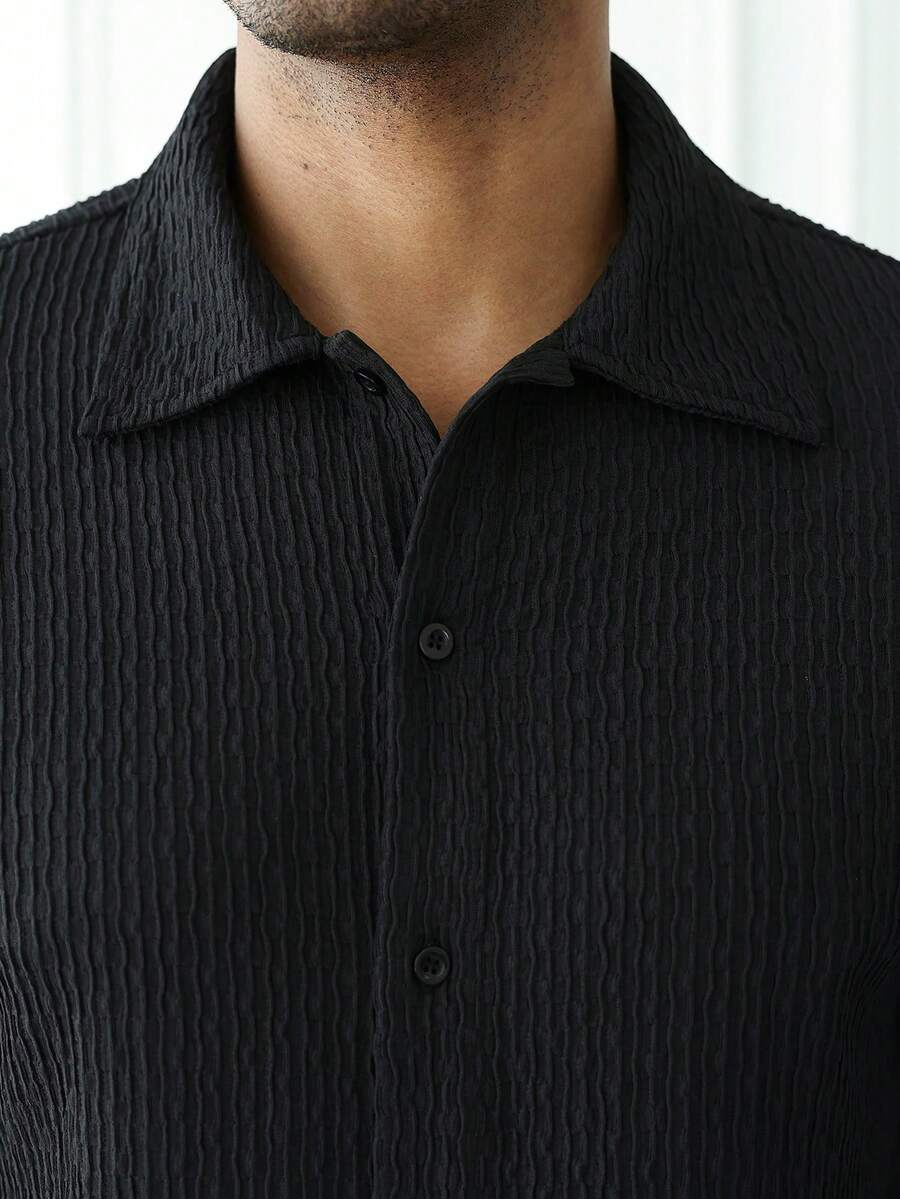 Mens Short Sleeve Crochet Knit Shirt Open Weave Casual Summer