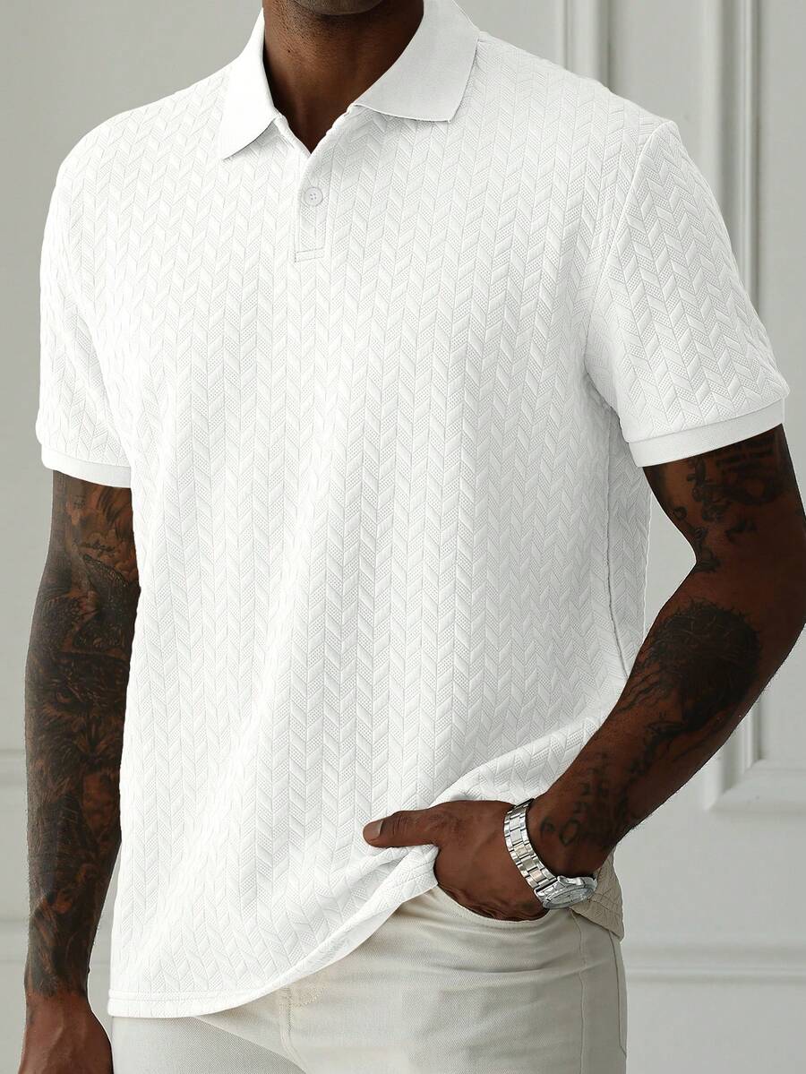 Mens Polo Shirt Geometric Jacquard Knit Short Sleeve – Valron