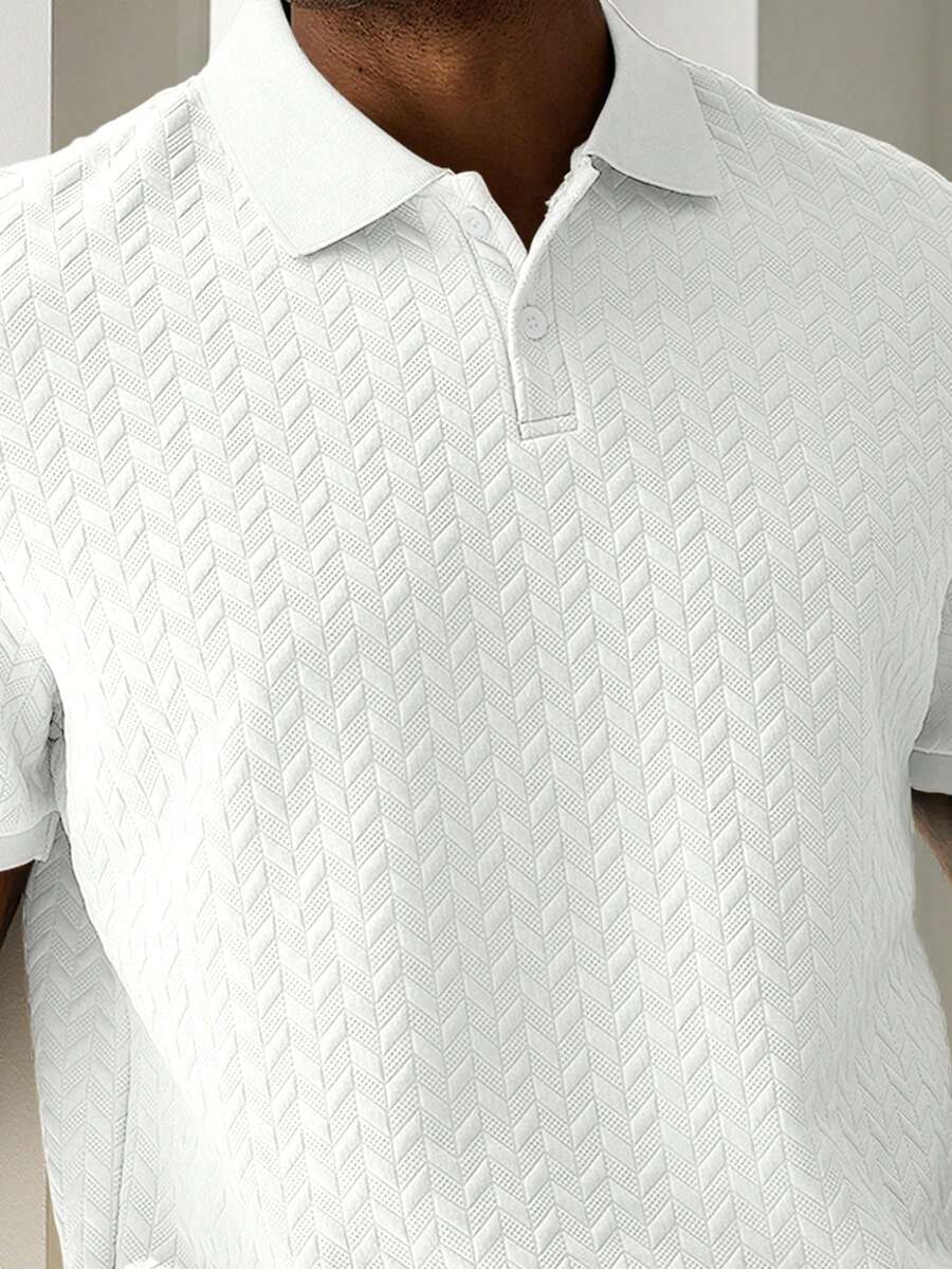Mens Polo Shirt Geometric Jacquard Knit Short Sleeve – Valron
