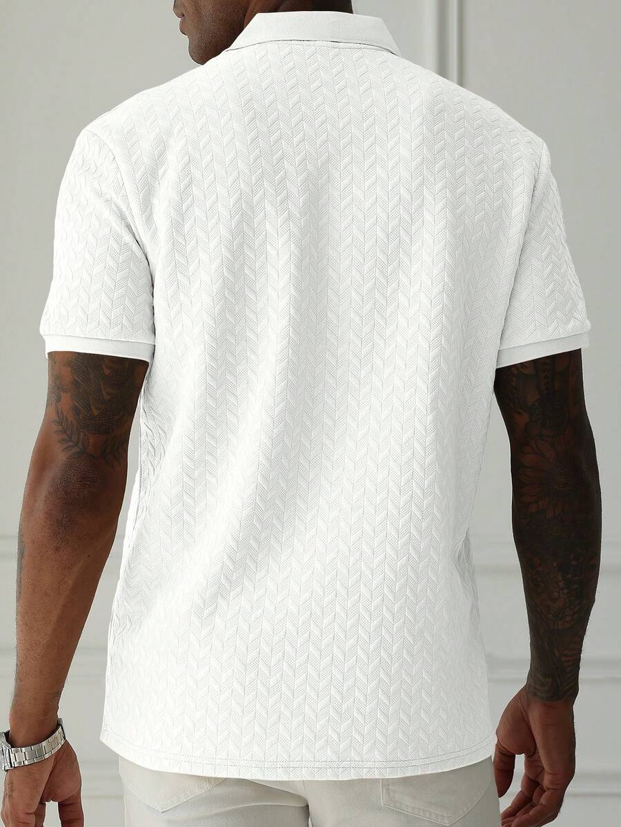 Mens Polo Shirt Geometric Jacquard Knit Short Sleeve – Valron