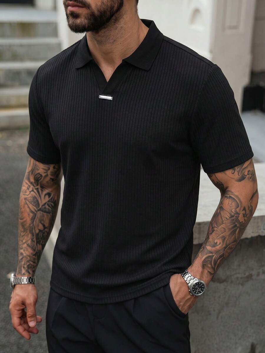 Mens Polo Shirt Geometric Jacquard Knit Short Sleeve – Valron