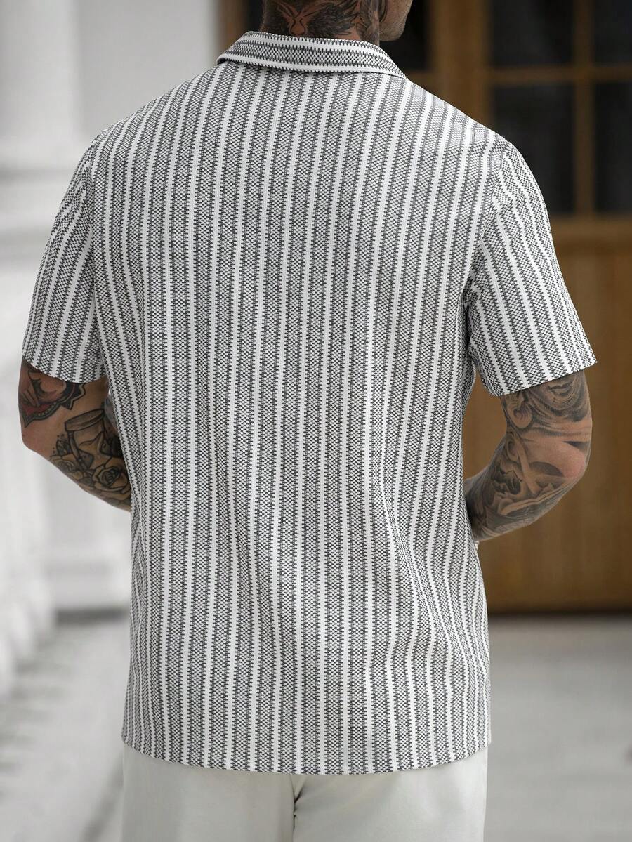 Mens Short Sleeve Crochet Knit Shirt Open Weave Casual Summer