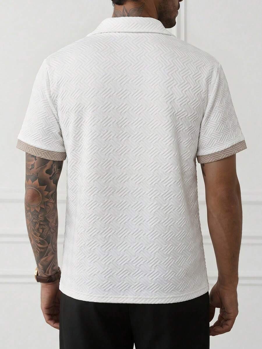 Mens Short Sleeve Shirt Solid Color Single-Breasted Casual – Vanto
