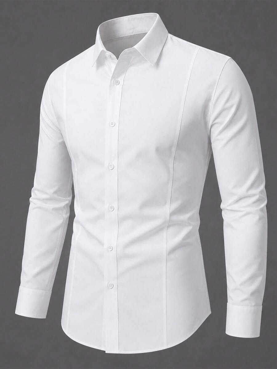 Shirt Shop Stand Collar Button-Up Long Sleeve Polyester Stretch – Marvo